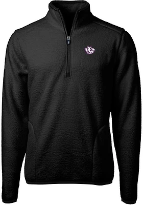 Cutter and Buck TCU Horned Frogs Mens Black Cascade Eco Sherpa Big Tall Qtr Zip