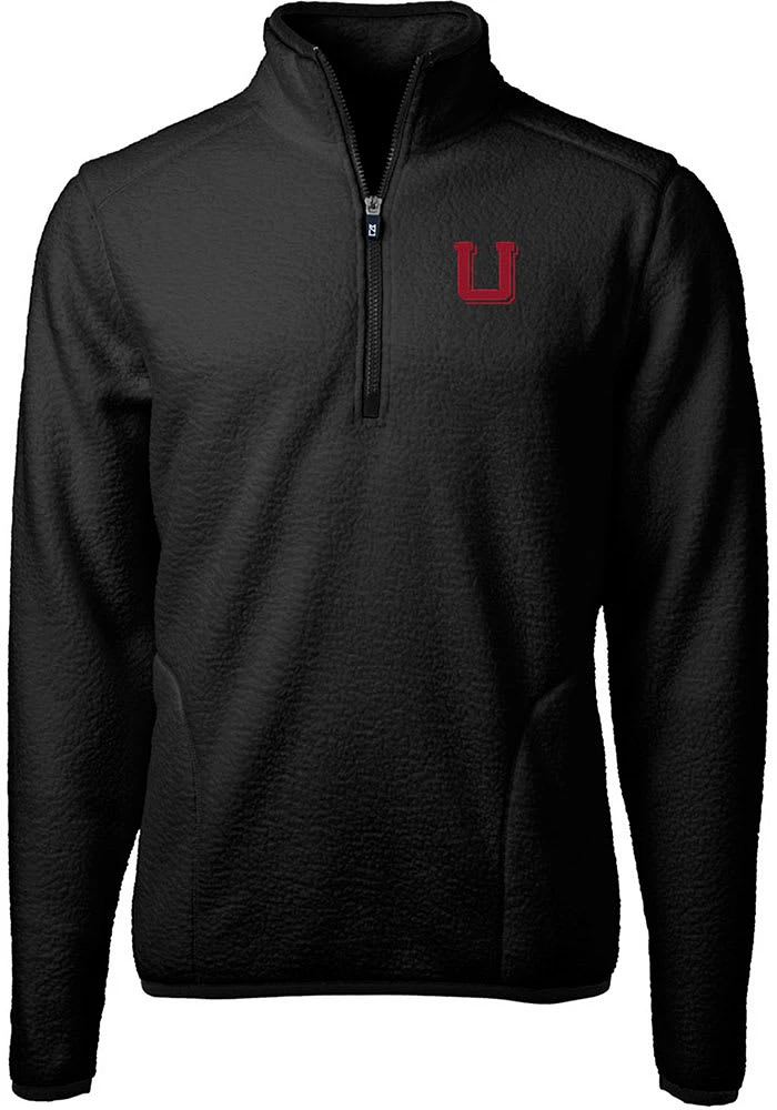 Cutter and Buck Utah Utes Mens Black Cascade Eco Sherpa Big Tall Qtr Zip