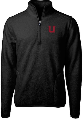 Cutter and Buck Utah Utes Mens Black Cascade Eco Sherpa Big Tall Qtr Zip