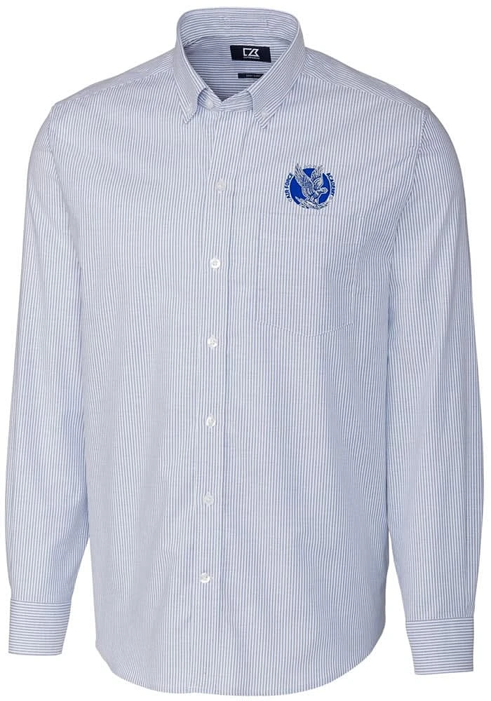 Cutter and Buck Air Force Falcons Mens Blue Stretch Oxford Stripe Big Tall Dress Shirt