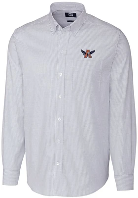 Cutter and Buck Auburn Tigers Mens Blue Stretch Oxford Stripe Big Tall Dress Shirt