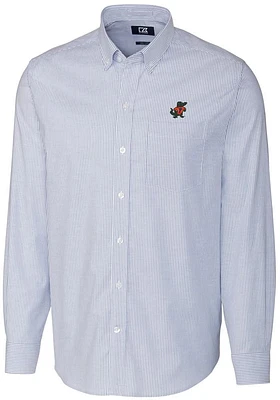 Cutter and Buck Florida Gators Mens Blue Stretch Oxford Stripe Big Tall Dress Shirt