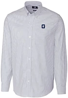 Cutter and Buck Georgetown Hoyas Mens Blue Stretch Oxford Stripe Big Tall Dress Shirt