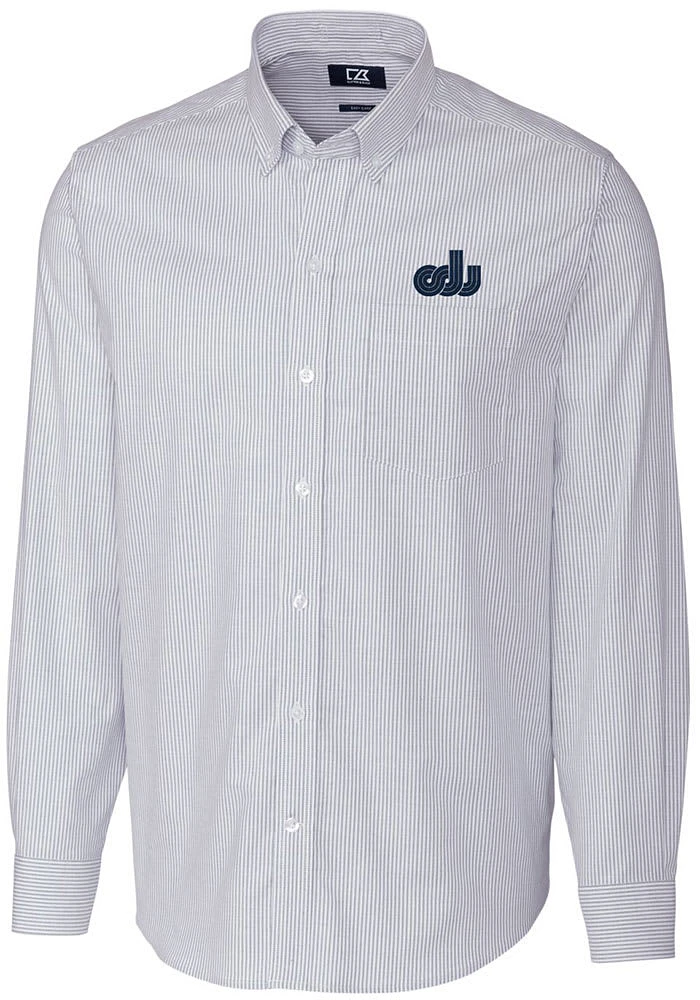 Cutter and Buck Old Dominion Monarchs Mens Blue Stretch Oxford Stripe Big Tall Dress Shirt