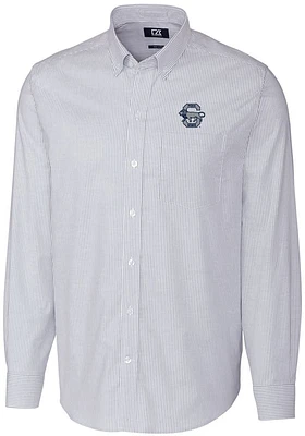 Blue Penn State Nittany Lions Cutter and Buck Mens Stretch Oxford Stripe Big Tall Dress Shir..