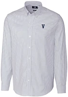 Cutter and Buck Villanova Wildcats Mens Blue Stretch Oxford Stripe Big Tall Dress Shirt