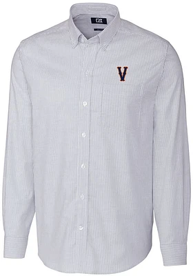 Cutter and Buck Virginia Cavaliers Mens Blue Stretch Oxford Stripe Big Tall Dress Shirt