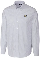 Cutter and Buck West Virginia Mountaineers Mens Blue Stretch Oxford Stripe Big Tall Dress Sh..
