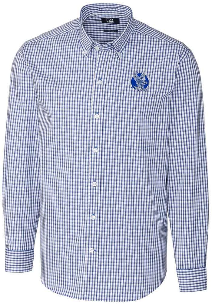 Cutter and Buck Air Force Falcons Mens Blue Easy Care Stretch Gingham Big Tall Dress Shirt