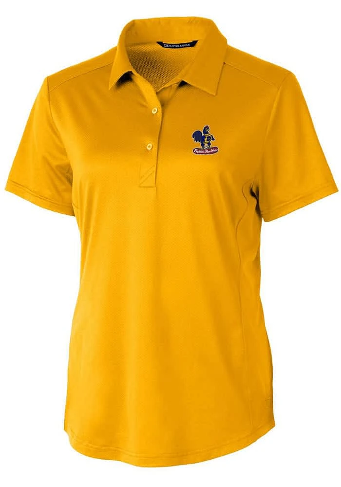 Cutter and Buck Delaware Fightin' Blue Hens Womens Gold Prospect Textured Short Sleeve Polo Shir..