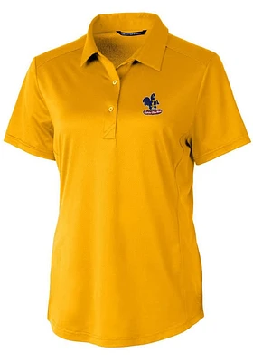 Cutter and Buck Delaware Fightin' Blue Hens Womens Gold Prospect Textured Short Sleeve Polo Shir..