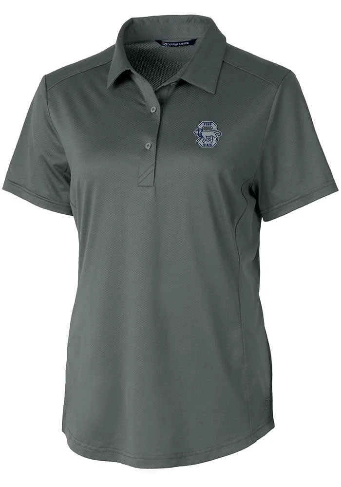 Cutter and Buck Penn State Nittany Lions Womens Grey Vault Prospect Textured Short Sleeve Polo Shi..
