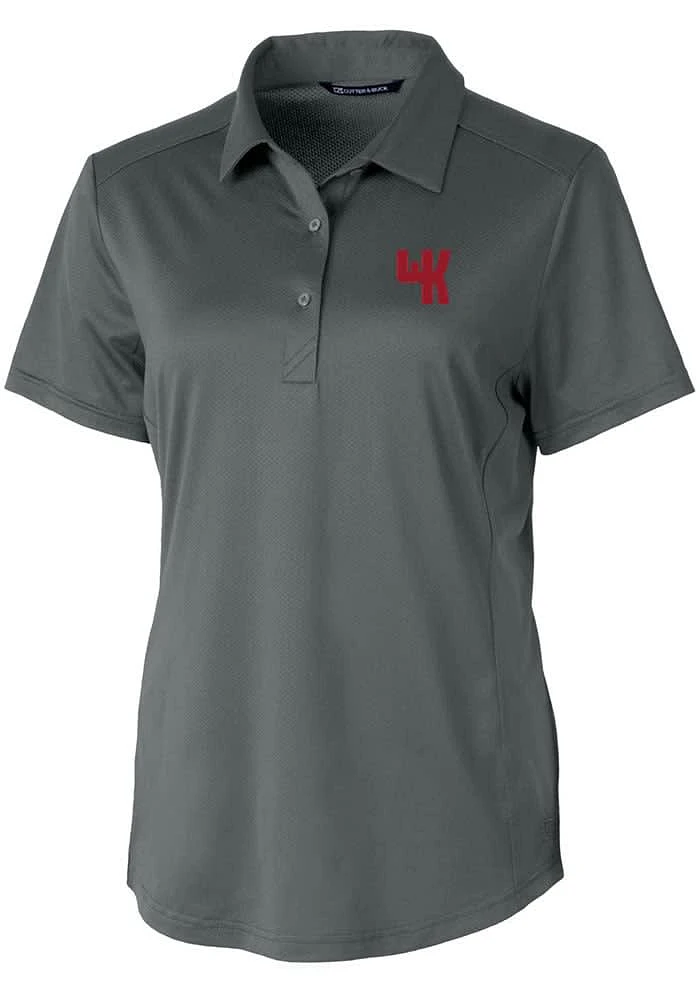 Cutter and Buck Western Kentucky Hilltoppers Womens Grey Prospect Textured Short Sleeve Polo Shi..