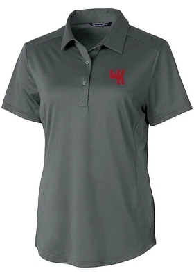 Cutter and Buck Western Kentucky Hilltoppers Womens Grey Prospect Textured Short Sleeve Polo Shi..