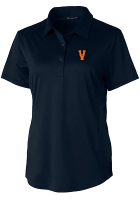 Cutter and Buck Virginia Cavaliers Womens Navy Blue Vault Prospect Textured Short Sleeve Polo Sh..