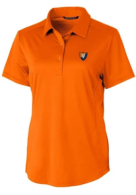 Womens Illinois Fighting Illini Orange Cutter and Buck Vault Prospect Textured Short Sleeve Polo..