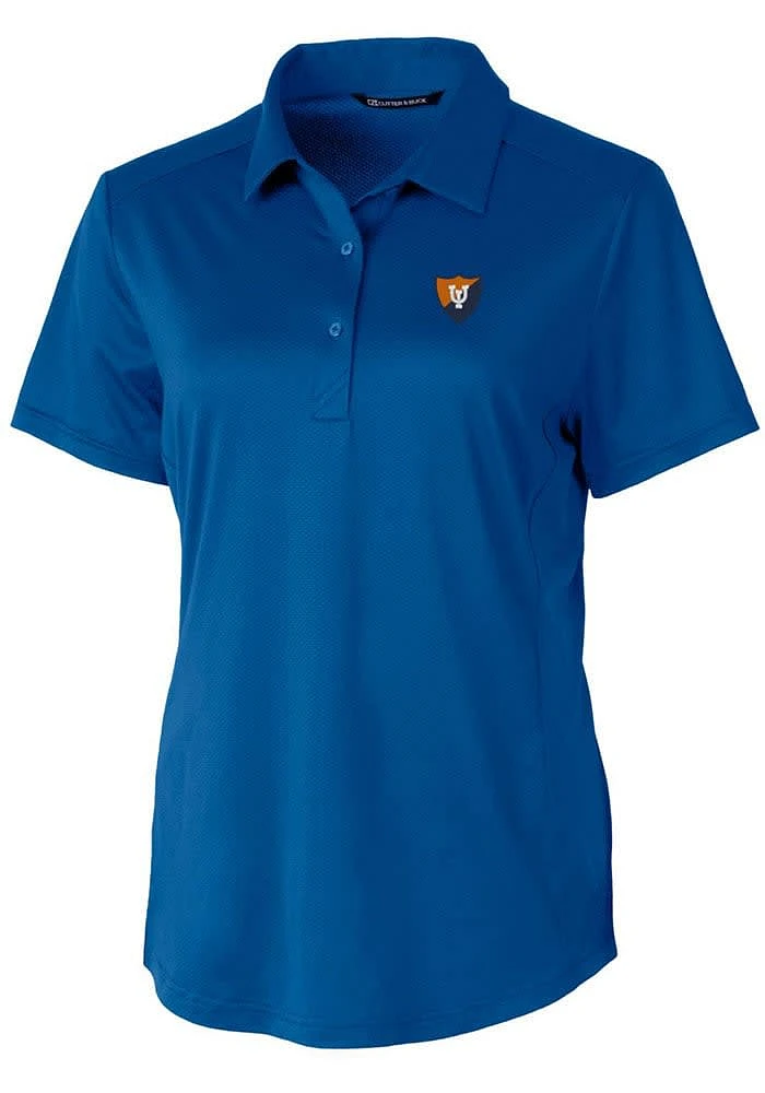 Womens Illinois Fighting Illini Blue Cutter and Buck Prospect Textured Short Sleeve Polo Shirt