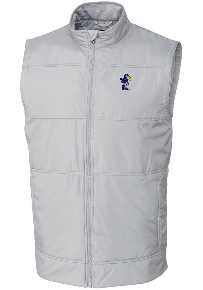Cutter and Buck Kansas Jayhawks Mens Grey Stealth Hybrid Quilted Sleeveless Jacket