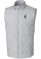 Cutter and Buck Kansas Jayhawks Mens Grey Stealth Hybrid Quilted Sleeveless Jacket