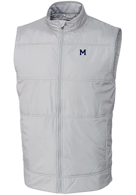 Cutter and Buck Michigan Wolverines Mens Grey Stealth Hybrid Quilted Sleeveless Jacket