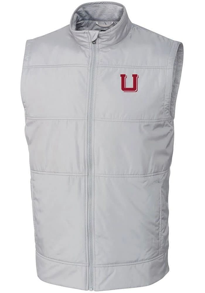 Cutter and Buck Utah Utes Mens Grey Stealth Hybrid Quilted Sleeveless Jacket