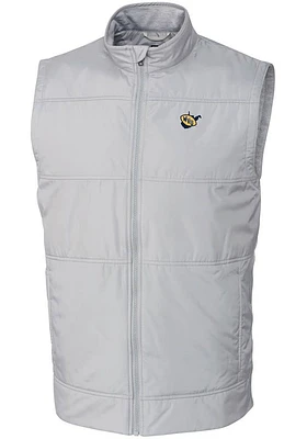Cutter and Buck West Virginia Mountaineers Mens Grey Stealth Hybrid Quilted Sleeveless Jacket