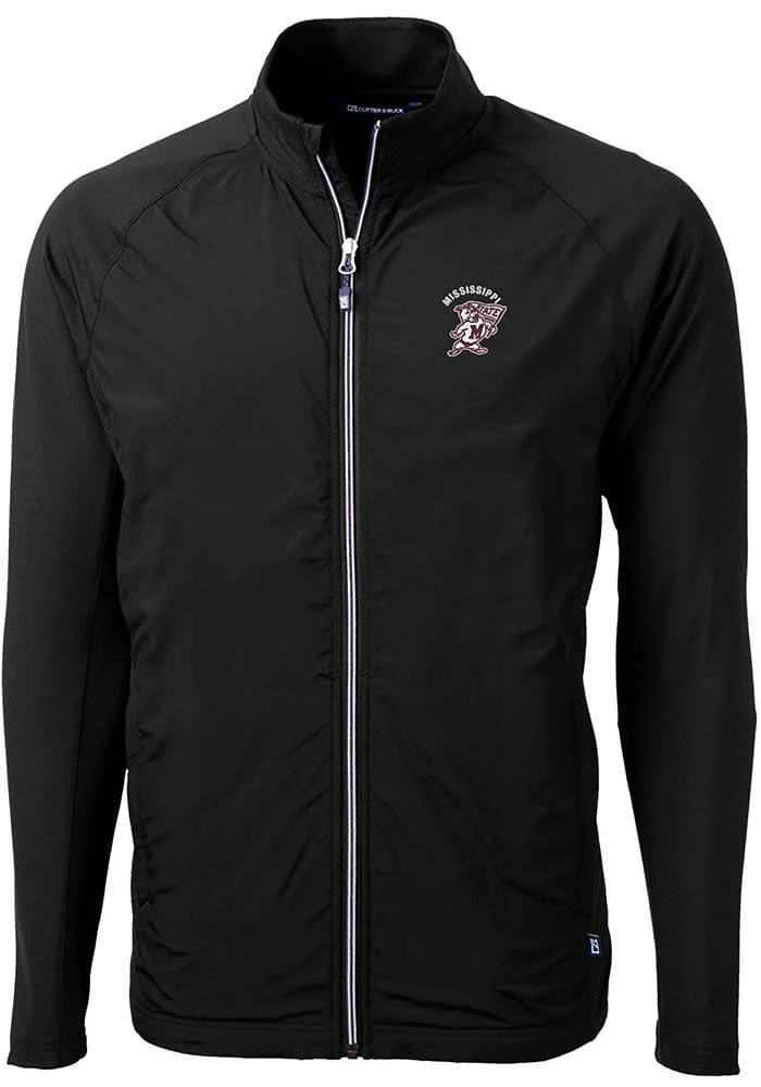 Cutter and Buck Mississippi State Bulldogs Mens Black Vault Adapt Eco Light Weight Jacket
