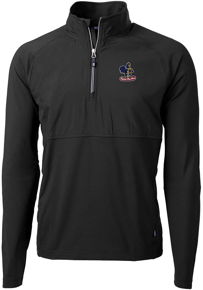 Cutter and Buck Delaware Fightin' Blue Hens Mens Black Adapt Eco Hybrid Long Sleeve Qtr Zip Pull..