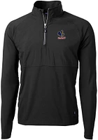 Cutter and Buck Delaware Fightin' Blue Hens Mens Black Adapt Eco Hybrid Long Sleeve Qtr Zip Pull..