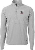 Cutter and Buck Delaware Fightin' Blue Hens Mens Grey Adapt Eco Hybrid Long Sleeve Qtr Zip Pullove..