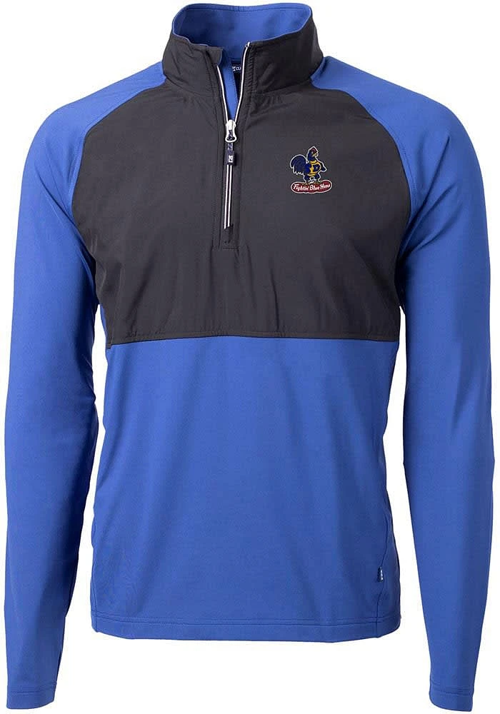 Cutter and Buck Delaware Fightin' Blue Hens Mens Adapt Eco Hybrid Long Sleeve Qtr Zip Pullo..