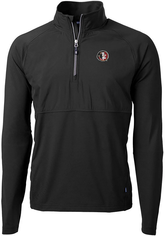 Cutter and Buck Florida State Seminoles Mens Adapt Eco Hybrid Long Sleeve Qtr Zip Pullover