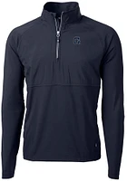 Cutter and Buck Georgetown Hoyas Mens Navy Blue Vault Adapt Eco Hybrid Long Sleeve Qtr Zip Pullo..
