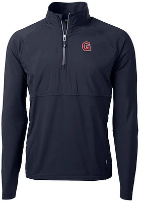 Cutter and Buck Gonzaga Bulldogs Mens Navy Blue G Logo Adapt Eco Hybrid Long Sleeve Qtr Zip Pull..