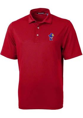 Cutter and Buck Kansas Jayhawks Mens Red Virtue Short Sleeve Polo