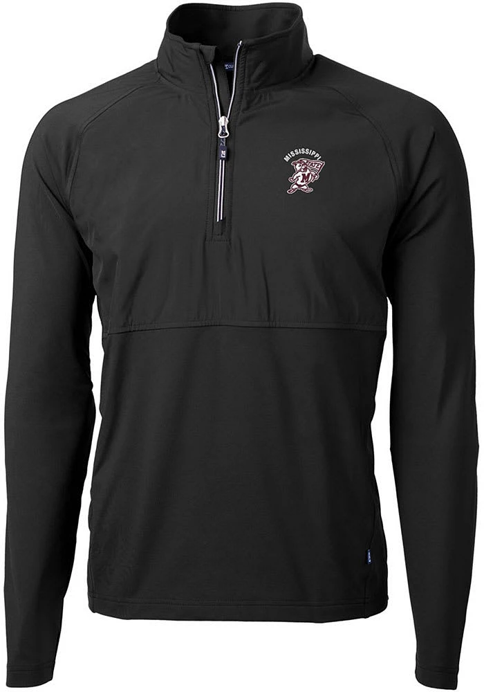 Cutter and Buck Mississippi State Bulldogs Mens Black Vault Adapt Eco Hybrid Long Sleeve Qtr Zip..