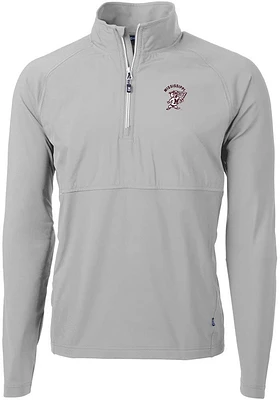 Cutter and Buck Mississippi State Bulldogs Mens Grey Vault Adapt Eco Hybrid Long Sleeve Qtr Zip Pu..