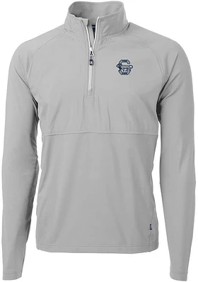 Cutter and Buck Penn State Nittany Lions Mens Grey Adapt Eco Knit Long Sleeve Qtr Zip Pullover