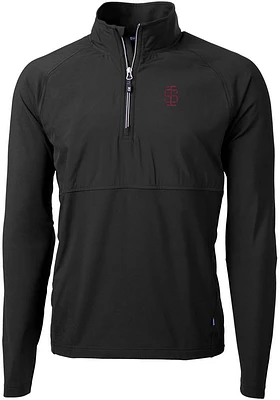 Cutter and Buck Southern Illinois Salukis Mens Black Adapt Eco Hybrid Long Sleeve Qtr Zip Pullov..