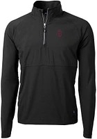 Cutter and Buck Southern Illinois Salukis Mens Black Adapt Eco Hybrid Long Sleeve Qtr Zip Pullov..