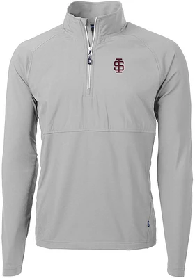 Cutter and Buck Southern Illinois Salukis Mens Grey Adapt Eco Hybrid Long Sleeve Qtr Zip Pullover