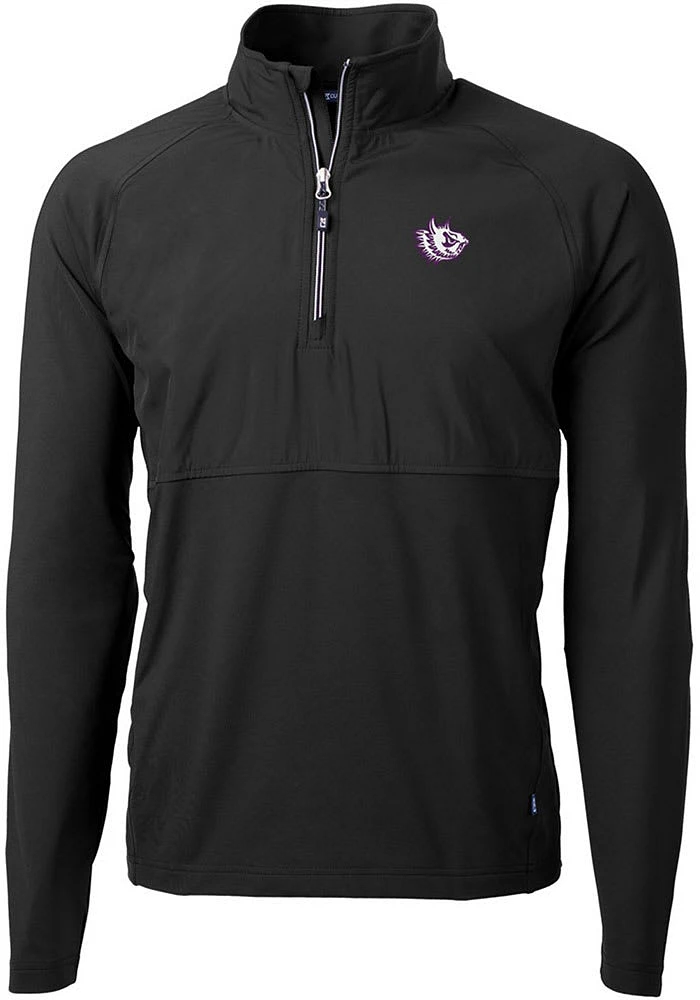 Cutter and Buck TCU Horned Frogs Mens Adapt Eco Hybrid Long Sleeve Qtr Zip Pullover