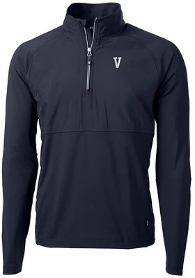 Cutter and Buck Villanova Wildcats Mens Navy Blue Adapt Eco Hybrid Long Sleeve Qtr Zip Pullover
