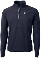 Cutter and Buck Villanova Wildcats Mens Navy Blue Adapt Eco Hybrid Long Sleeve Qtr Zip Pullover