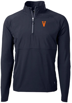 Cutter and Buck Virginia Cavaliers Mens Navy Blue Adapt Eco Hybrid Long Sleeve Qtr Zip Pullover