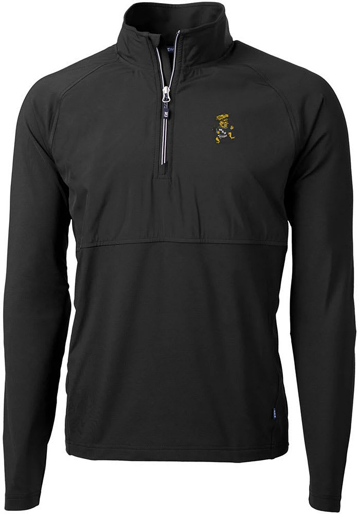 Cutter and Buck Wichita State Shockers Mens Black Adapt Eco Hybrid Long Sleeve Qtr Zip Pullover