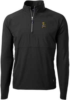 Cutter and Buck Wichita State Shockers Mens Black Adapt Eco Hybrid Long Sleeve Qtr Zip Pullover