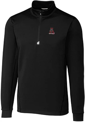 Cutter and Buck Alabama Crimson Tide Mens Black Traverse Stretch Long Sleeve Qtr Zip Pullover