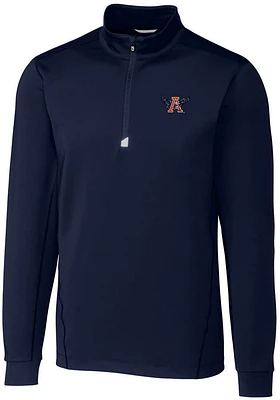 Cutter and Buck Auburn Tigers Mens Navy Blue Traverse Stretch Long Sleeve Qtr Zip Pullover