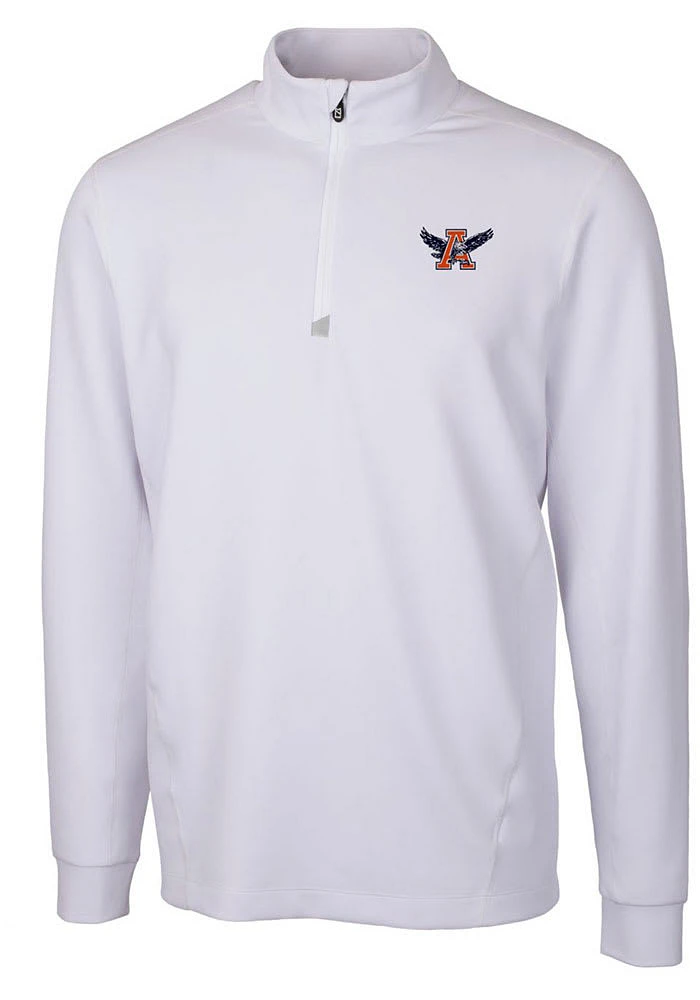Cutter and Buck Auburn Tigers Mens White Vault Traverse Long Sleeve Qtr Zip Pullover